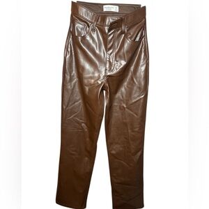 Abercrombie & Fitch 90s Straight Ultra High Rise Vegan Leather Pants Size 27